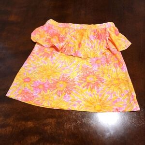 Lilly Pulitzer Women's Floral Pink and Yellow Tiered Top Sleeveless 100% Cotton